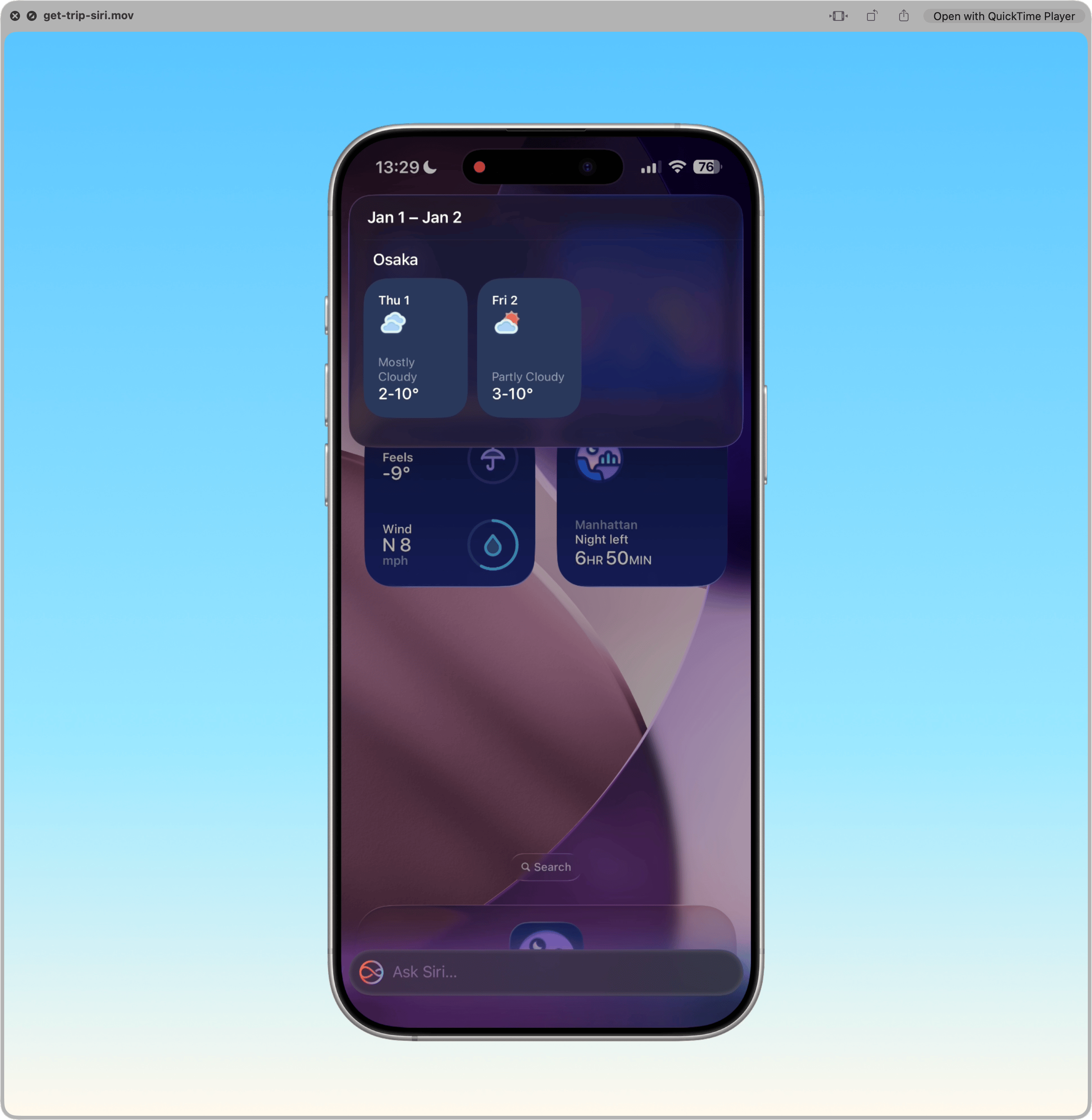 Weather mini 3 Siri trip preview Product Hunt forum image