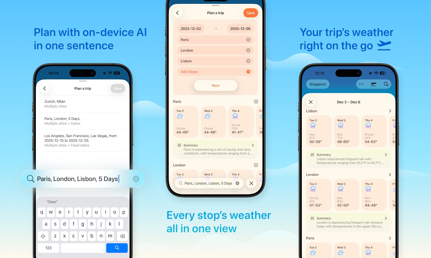 Weather mini 3 quick trip planning Product Hunt gallery image